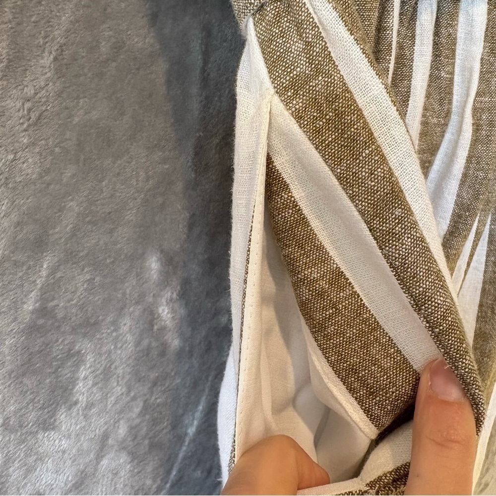 Linen Striped Ruched Back Belted Coastal Skirt Wmn’s M - Picture 6 of 9